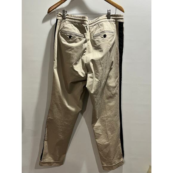 Todd Snyder NY Designer Drawstring Chino Trouser Pants Stone Beige Stripe Lg - Picture 5 of 9